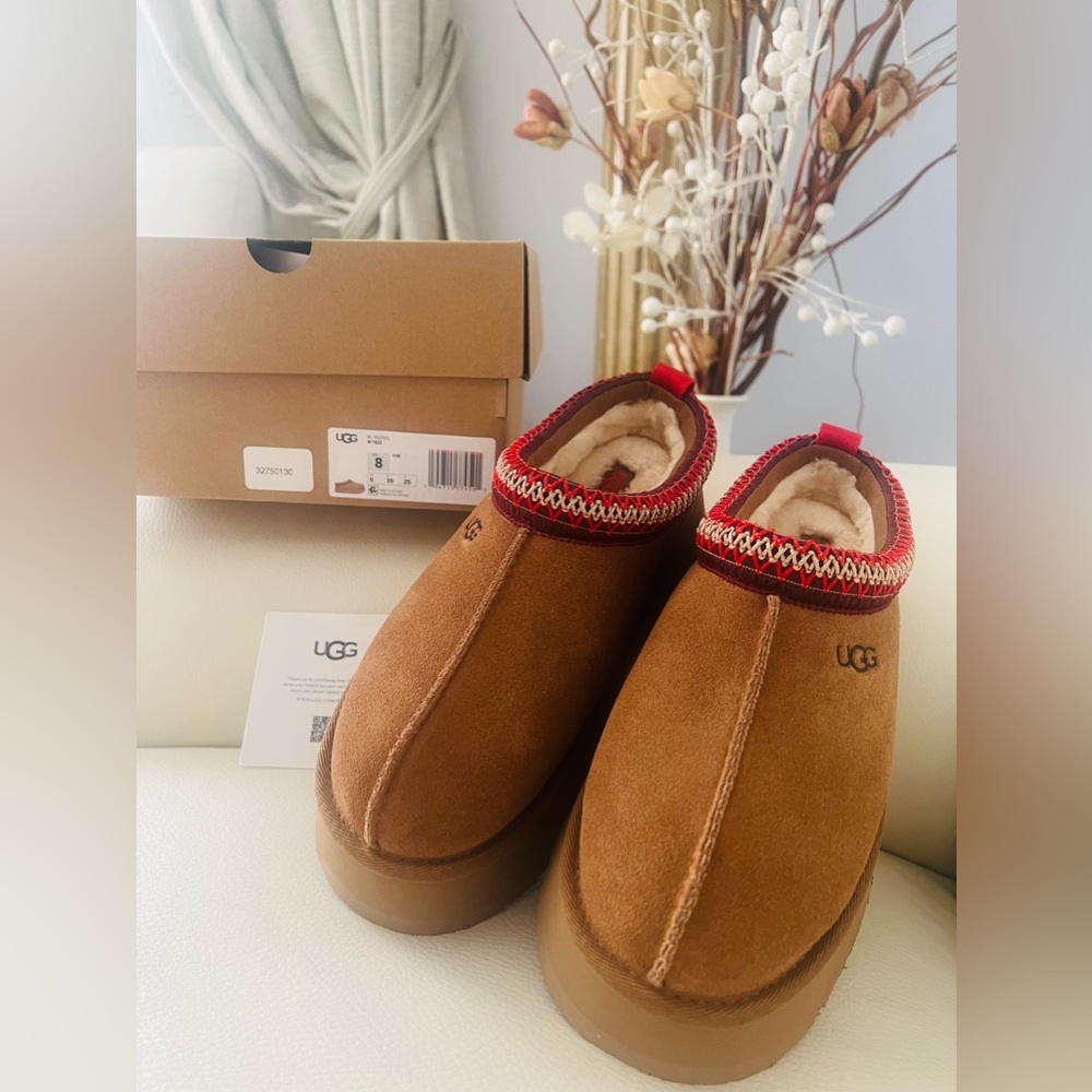 NEW UGG Tazz Mule Slipper Clog Chestnut Women’s Size 8 5955 CHE Sheepskin Shoes